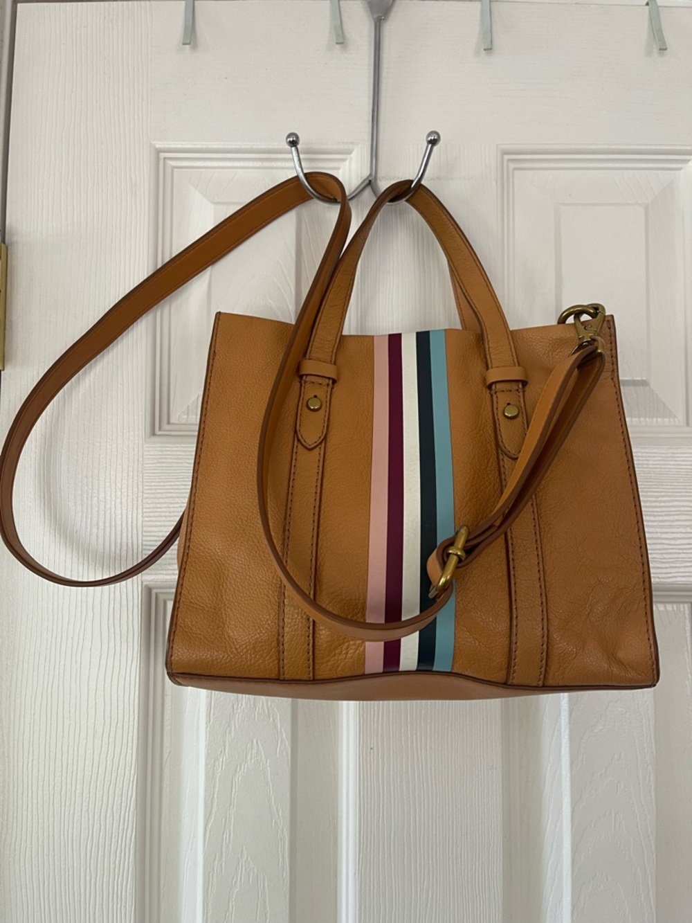 Fossil Sporty Stripe Leather Satchel